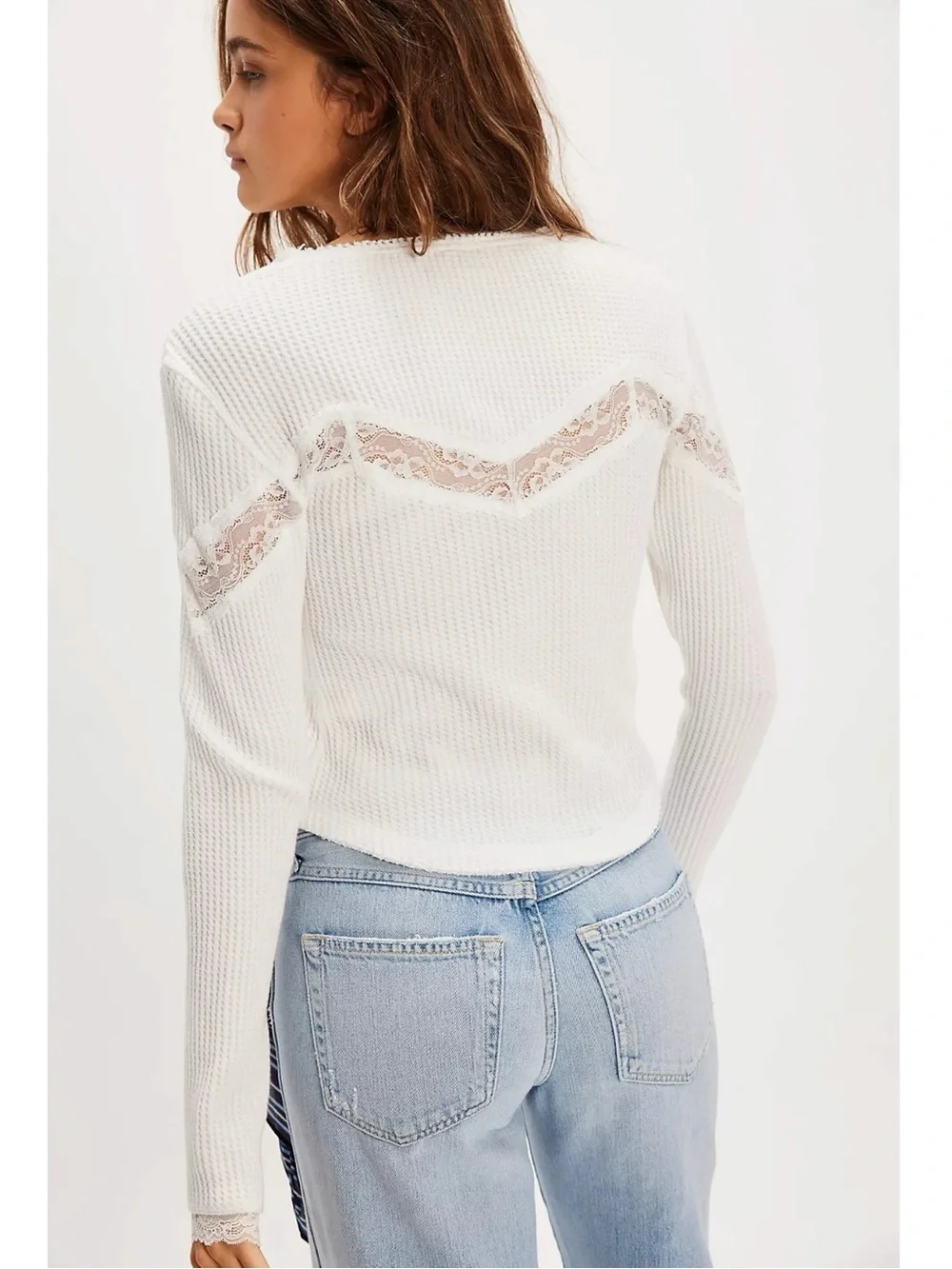 Free People Let's Party Cardi in Clean Ivory XL NWT Dainty Thermal Lace 90s Y2K